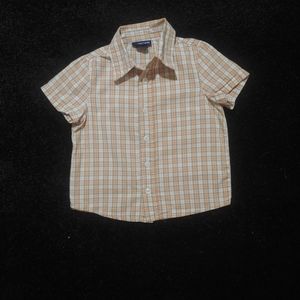 Boys Button Down Plaid Orange Shirt